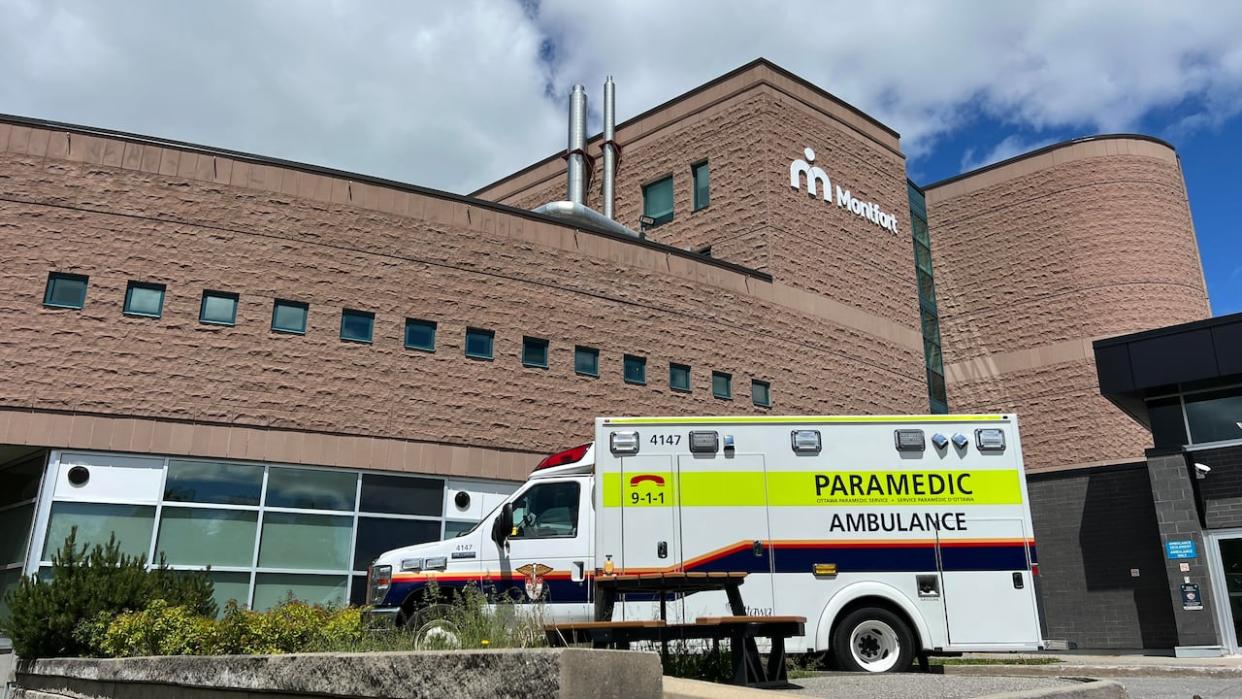 The Montfort Hospital in Ottawa is seen on May 24, 2024. That same day, the Montfort Hospital Foundation launched a fundraising campaign to cover the costs of a $2-million mental health zone at its emergency department. ( Frédéric Pepin/Radio-Canada - image credit)