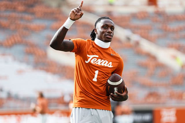 <p>Tim Warner/Getty</p> Xavier Worthy at a Texas Longhorns game