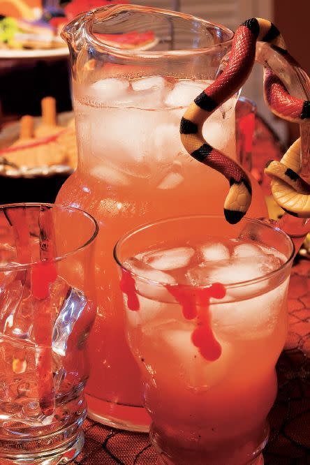 <p>Pomegranate juice, lemonade, lemon-lime soda, and red dye come together to make this ghoulish-looking drink.</p><p><a href="https://www.womansday.com/food-recipes/food-drinks/a28859886/witchs-potion-recipe/" rel="nofollow noopener" target="_blank" data-ylk="slk:Get the recipe for Witch's Potion.;elm:context_link;itc:0;sec:content-canvas" class="link "><em>Get the recipe for Witch's Potion.</em></a></p>