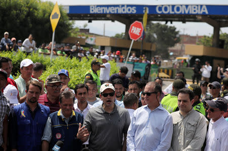 U.S. Senator Marco Rubio speaks during a news conference as he visits the Colombia-Venezuela border at the Simon Bolivar International Bridge on the outskirts of Cucuta, Colombia February 17, 2019. REUTERS/Luisa Gonzalez