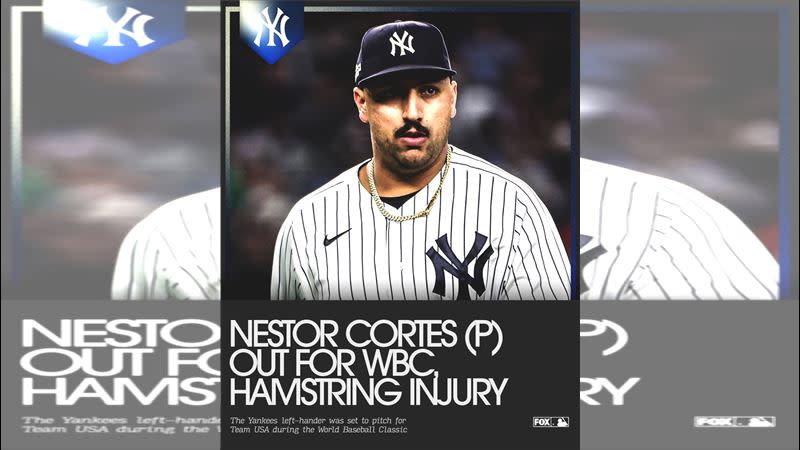 洋基寇泰斯（Nestor Cortes）因右大腿拉傷退出美國隊。（圖／翻攝自FOX Sports: MLB）