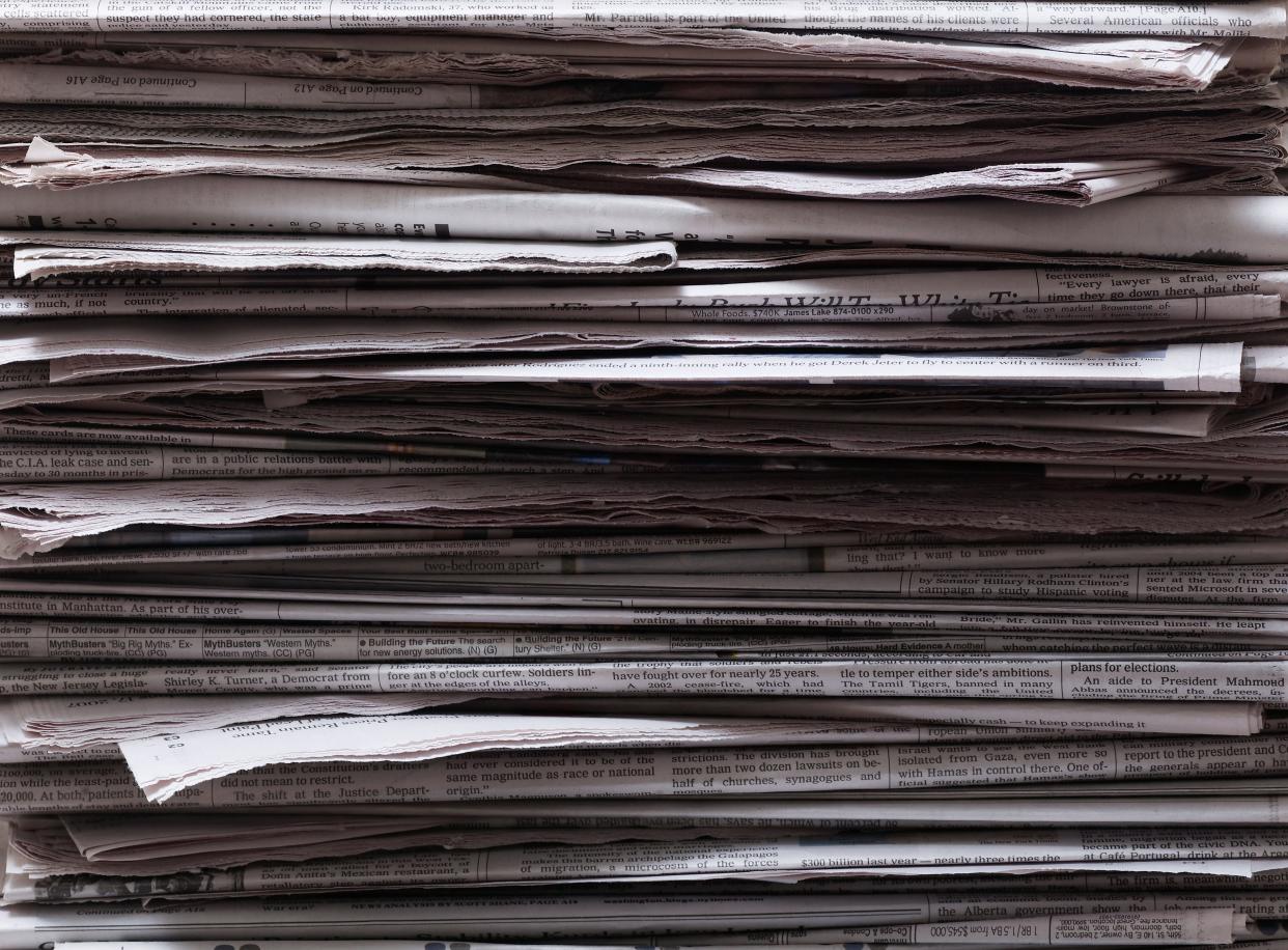 A stack of newspapers