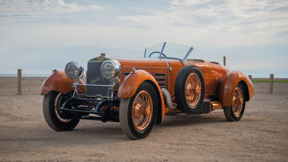 The one-of-a-kind 1924 Hispano-Suiza H6C “Tulipwood” Torpedo by Nieuport-Astra. - Credit: Darin Schnabel, courtesy of RM Sotheby's.