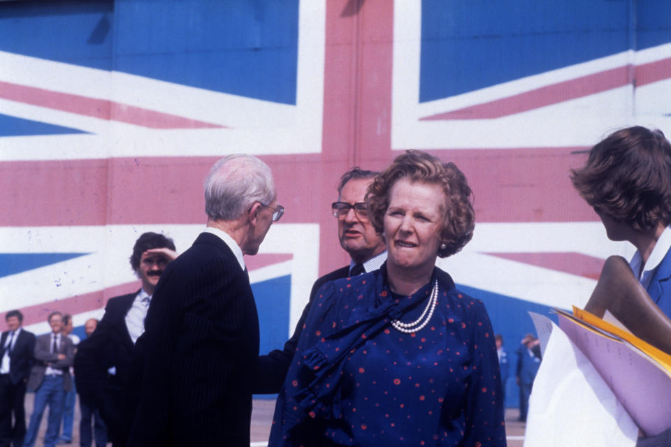 Mrs Thatcher campaigning on the Isle of Wight during the 1983 General Election (PA)  