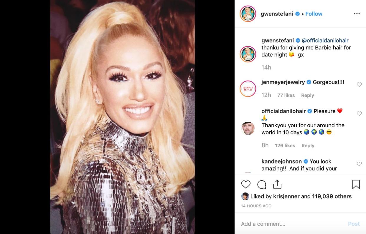 Critics are calling out Gwen Stefani's face in a photo of her posted to Instagram. (Photo: @gwenstefani/Instagram)