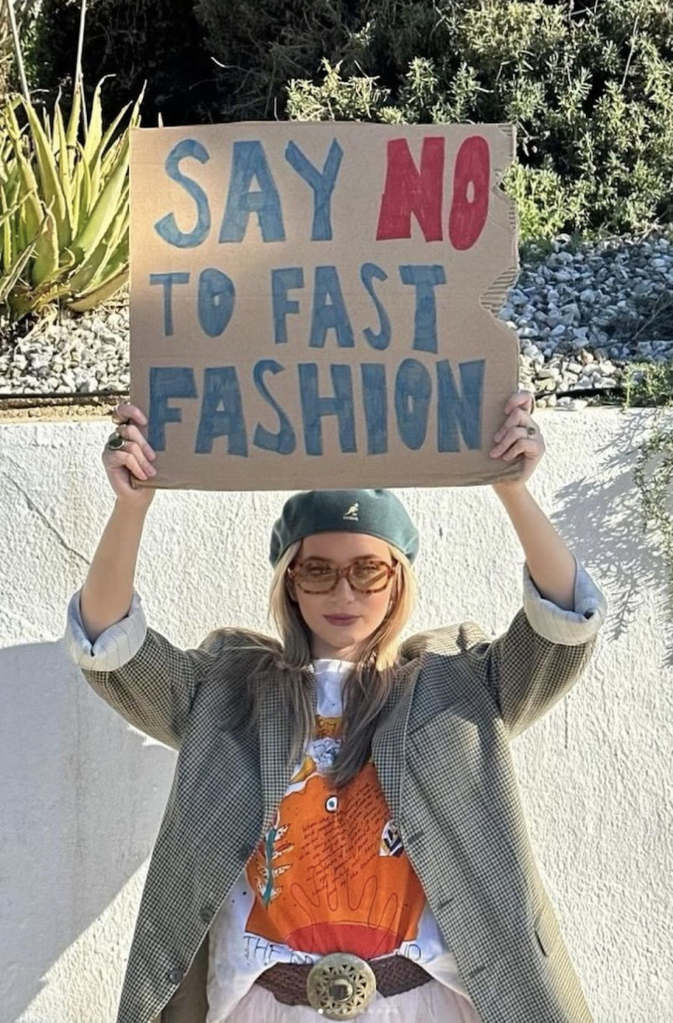 Activist Lexy Silverstein protesting against fast fashion.