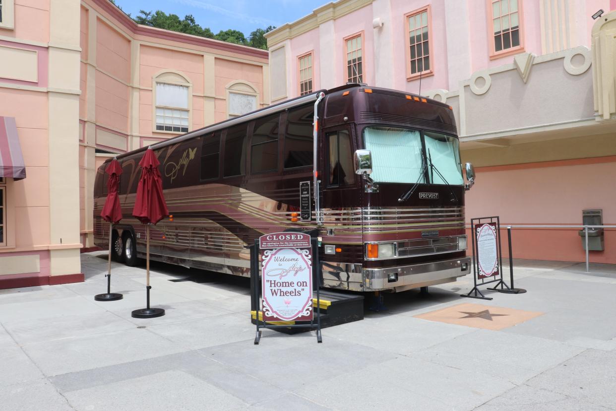 Dolly Parton's tour bus parked at Dollywood.