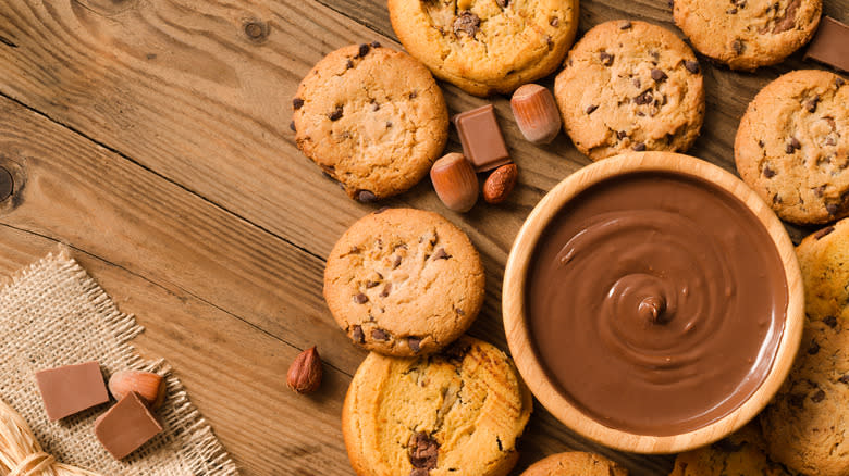 Nutella and chocolate chip cookies