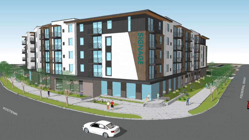 The Boise Planning and Zoning Commission previously approved apartments in July 2023 at 1101 S. Federal way, shown here in this old rendering.