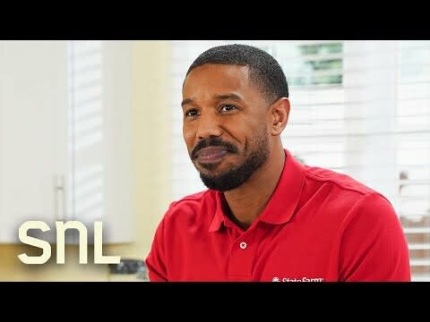 Michael B. Jordan in red State Farm polo