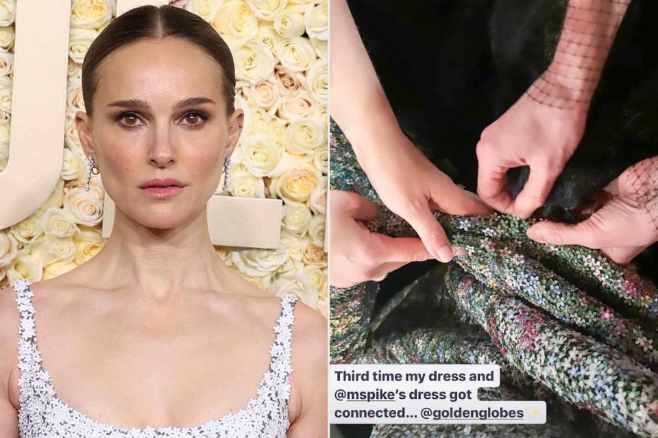 <p>Kevin Mazur/Getty; Natalie Portman/ Instagram</p> Natalie Portman (L), Instagram Story photo (R)