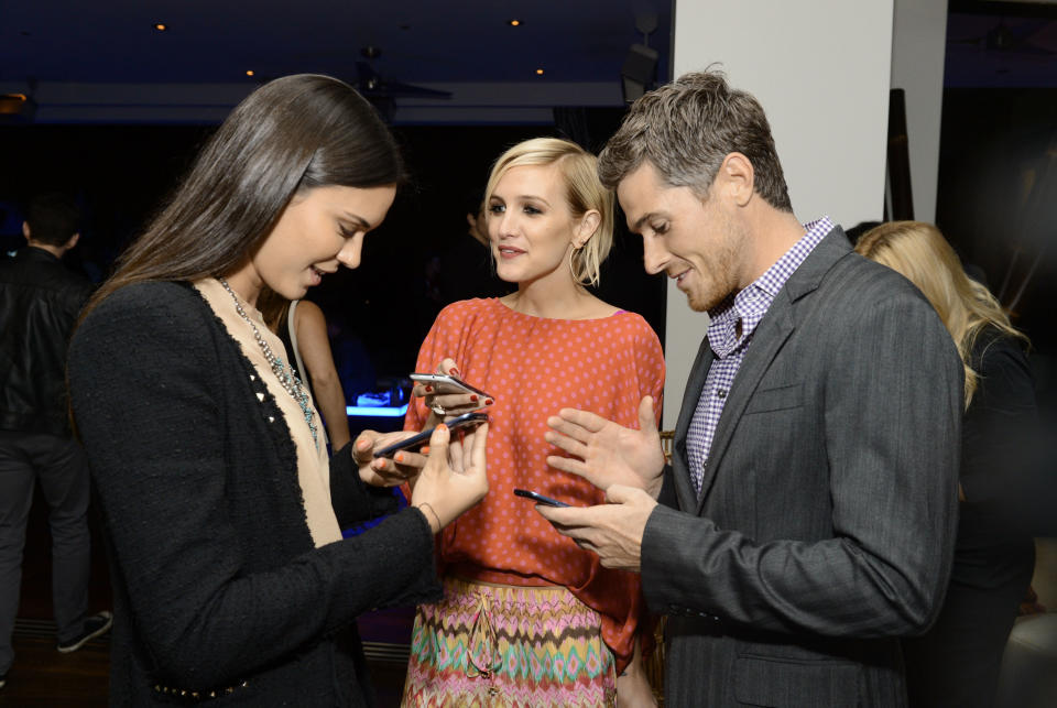 LOS ANGELES, CA - JUNE 21: (L-R) Actors Odette Annable, Ashlee Simpson, and Dave Annable attend the Samsung Galaxy S III Launch held at a private residence on June 21, 2012 in Los Angeles, California. (Photo by Michael Kovac/Getty Images for Samsung)