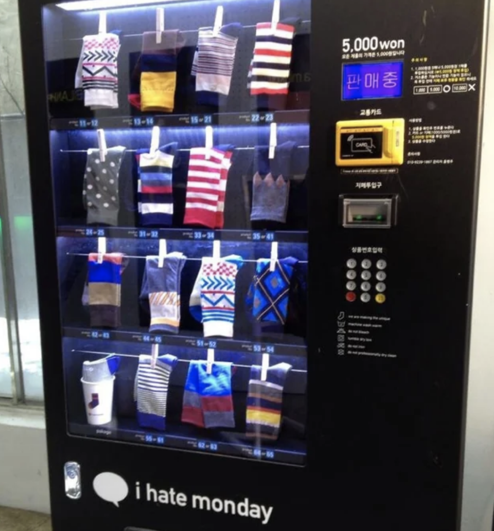 Socks in a vending machine