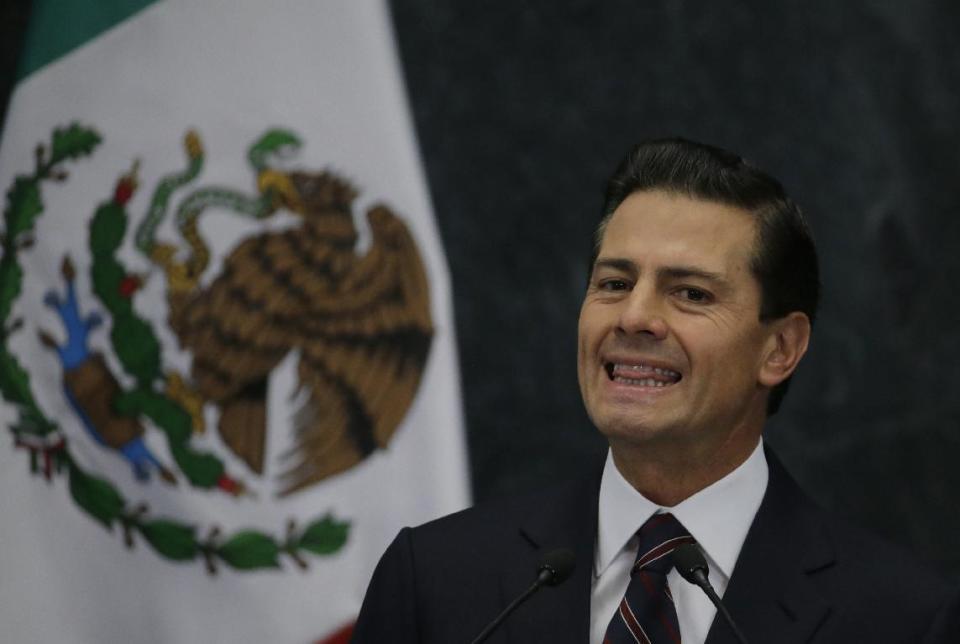 Mexico's President Enrique Pena Nieto speaks during a press conference at the Los Pinos presidential residence in Mexico City, Wednesday, Jan. 4, 2017. President Pena Nieto has brought back Luis Videgaray, a cabinet secretary and close adviser who resigned after arranging a meeting between Enrique Pena Nieto and then-presidential candidate Donald J. Trump, as Mexico's new Foreign Relations Secretary. (AP Photo/Marco Ugarte)