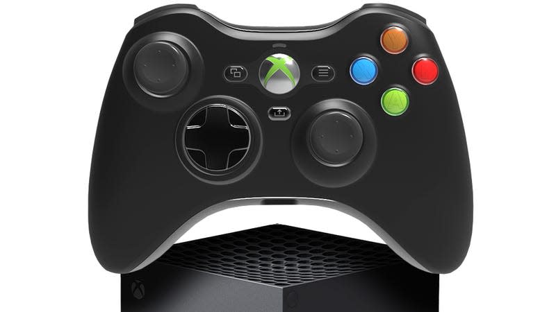 The Hyperkin Xenon controller floating atop an Xbox Series X console.