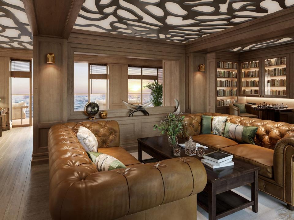 A rendering of the resident lounge in Storylines' MV Narrative cruise ship.