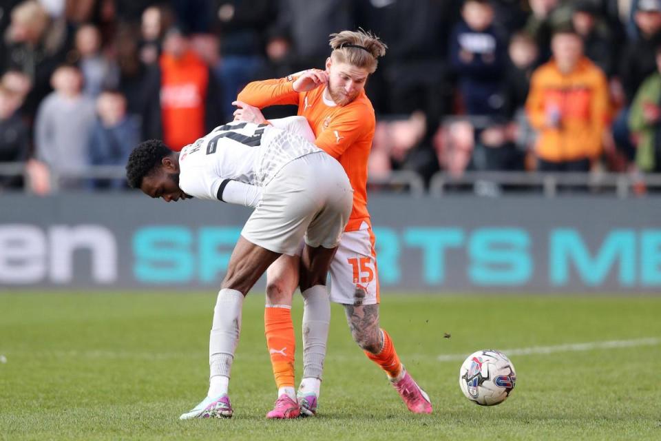 Hayden Coulson during his loan spell at Blackpool last season <i>(Image: PA)</i>