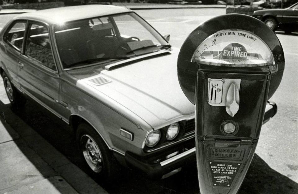 Even Santa gets parking tickets. In downtown San Luis Obispo a Honda with a sign under the wiper that said “Santa is working in Mission Plaza” on Dec. 20, 1978. A parking ticket was issued to Joe Higuera, according to a story that ran Dec. 23, 1978, a few days after the original photo was published in the Telegram-Tribune.