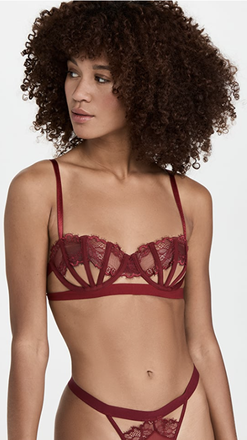 open bra velvet red