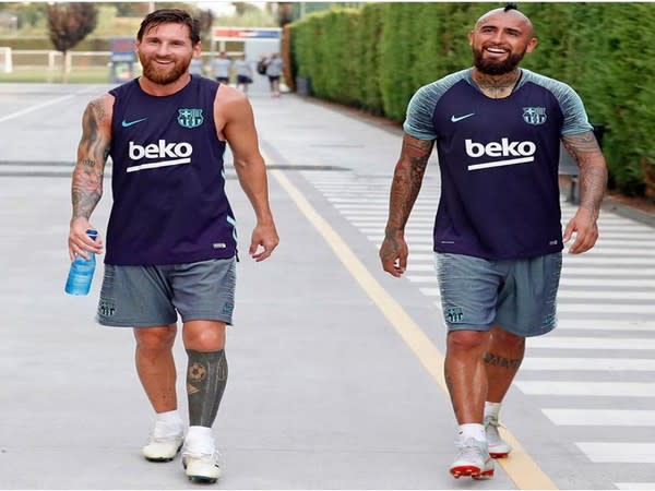 Lionel Messi and Arturo Vidal (Photo/ Lionel Messi Instagram) 