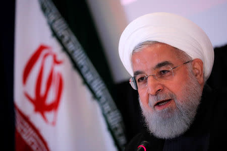 FILE PHOTO: Iran's President Hassan Rouhani speaks at a news conference on the sidelines of the 73rd session of the United Nations General Assembly at U.N. headquarters in New York, U.S., September 26, 2018. REUTERS/Brendan Mcdermid /File Photo