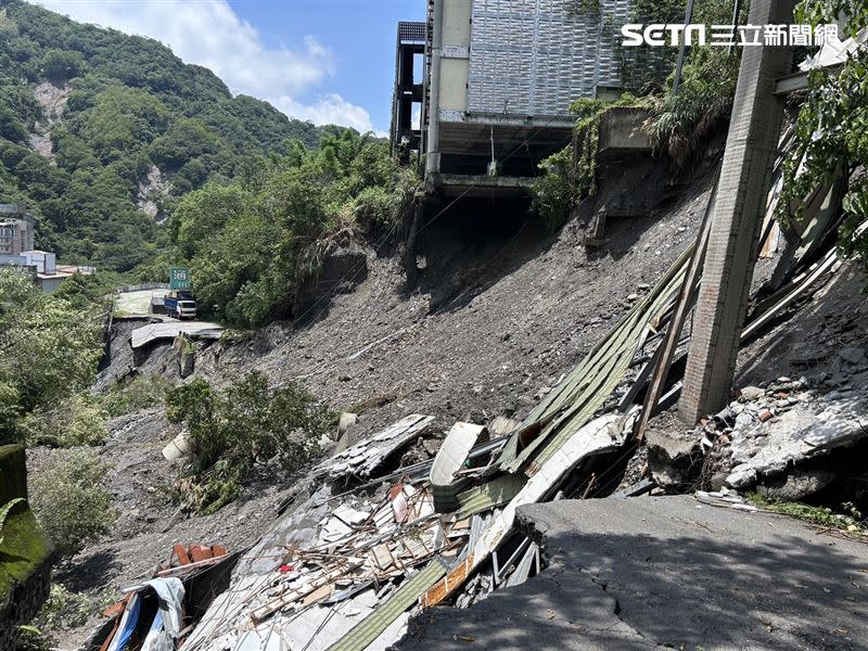 廬山溫泉區多處地基塌陷岌岌可危。（圖／翻攝畫面）