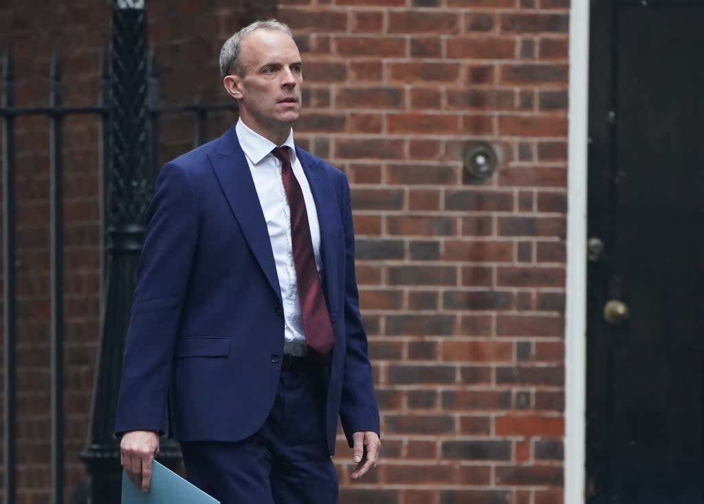 Foreign Secretary Dominic Raab arrives at 10 Downing Street (PA) (PA Wire)