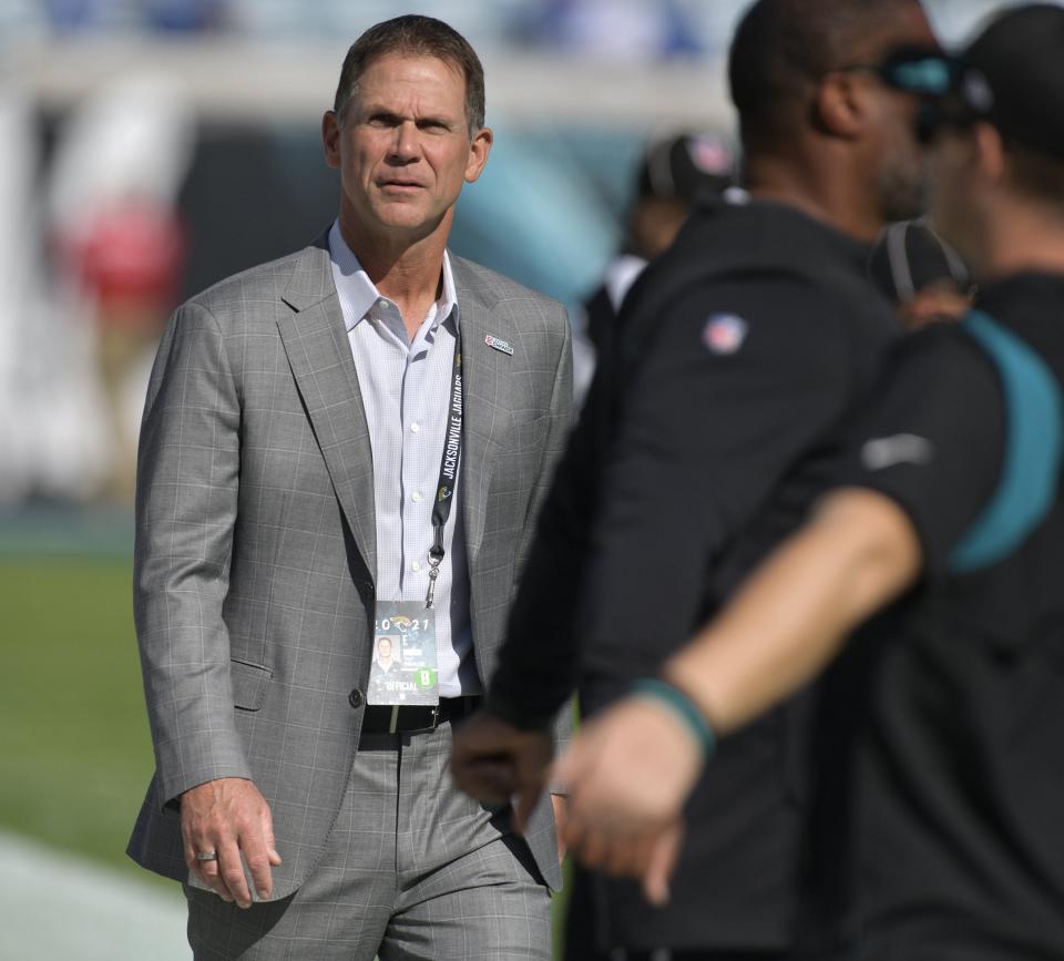 Jaguars general manager Trent Baalke, seen here walking the sidelines before the Jaguars' season-ending win over the Indianapolis Colts, should have been dismissed three weeks ago, which would have made the current search for a head coach a lot smoother.