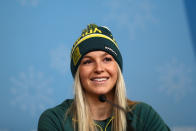 <p>PYEONGCHANG-GUN, SOUTH KOREA – FEBRUARY 07: Australian Aerial Skier Danielle Scott speaks during a press conference during previews ahead of the PyeongChang 2018 Winter Olympic Games.<br> (Getty Images) </p>