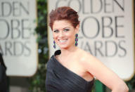 BEVERLY HILLS, CA - JANUARY 15: Actress Debra Messing arrives at the 69th Annual Golden Globe Awards held at the Beverly Hilton Hotel on January 15, 2012 in Beverly Hills, California. (Photo by Jason Merritt/Getty Images)