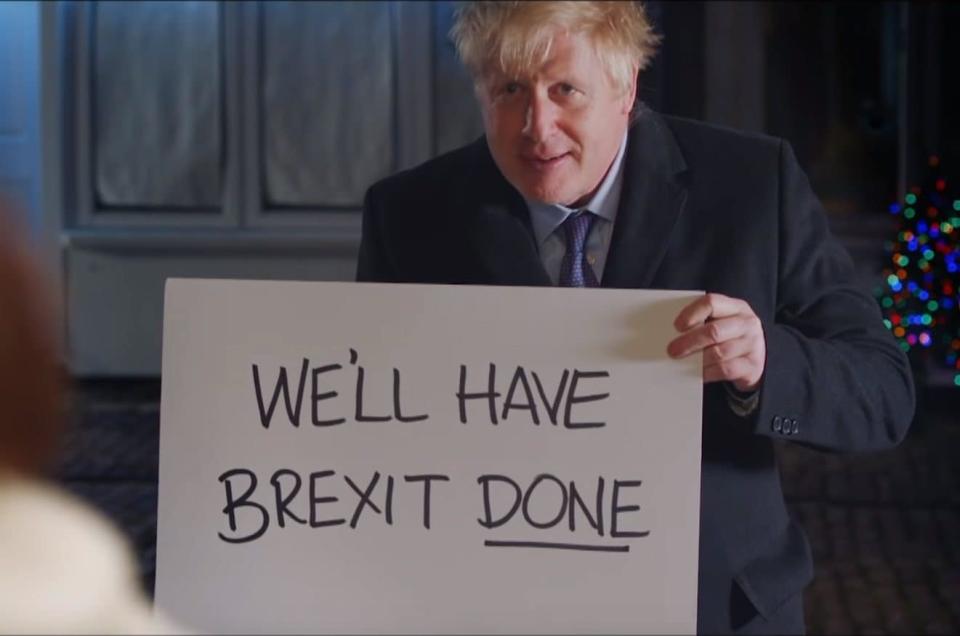 The former prime minister Boris Johnson, in a parodied video of the film 'Love Actually' in 2019