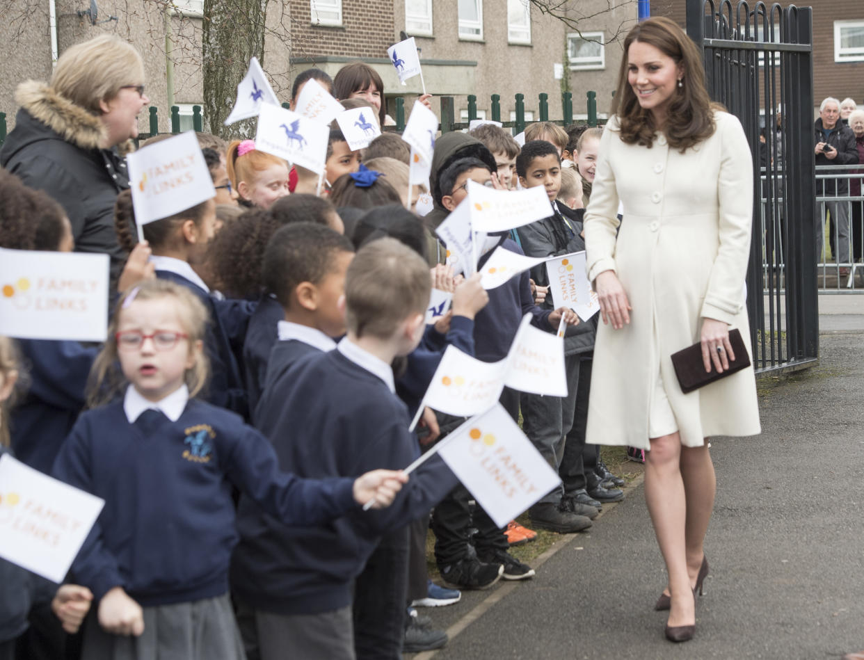 The Duchess of Cambridge stepped out yesterday but the focus was on her unusual fingers [Photo: Getty]