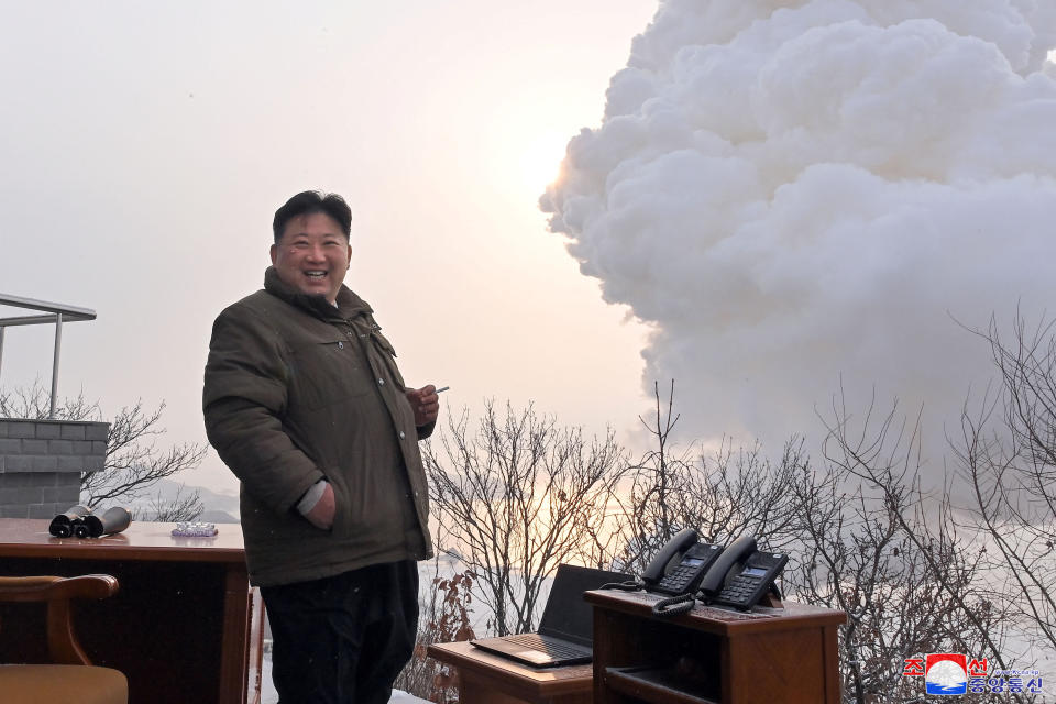 North Korean leader leader Kim Jong Un guides a 