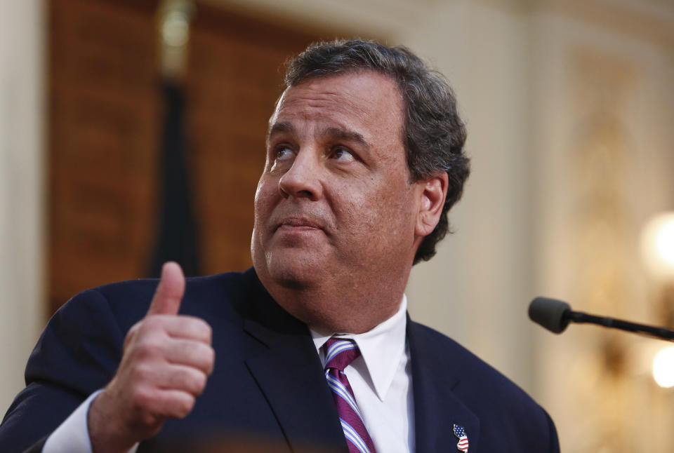 TRENTON, NJ - FEBRUARY 25:   New Jersey Gov. Chris Christie delivers his budget address for fiscal year 2015 to the Legislature,  February 25, 2014 at the Statehouse in Trenton, New Jersey. The $34.4 billion state budget proposes increased spending for schools and healthcare and also includes the largest -ever payment to the public worker pension fund.  (Photo by Jeff Zelevansky/Getty Images)