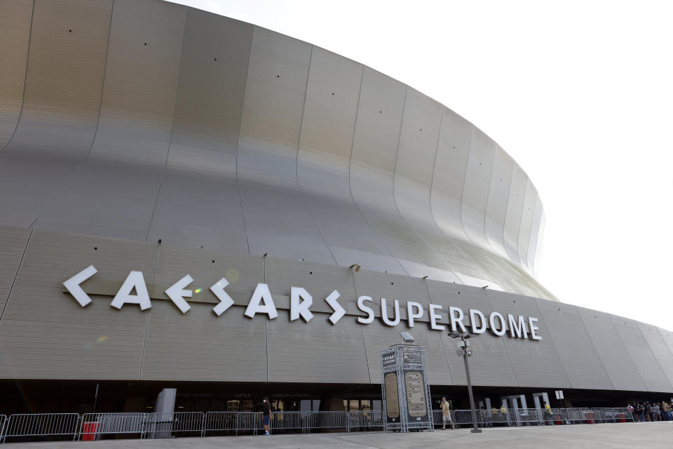 The Caesars Superdome is expected to host football again soon, as the New Orleans Saints are expected to return home in Week 4 following Hurricane Ida's devastation. (AP Photo/Tyler Kaufman)