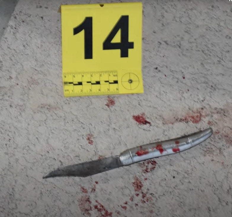 The knife recovered by Oxnard police from the scene of a fatal shooting by an officer on April 28.