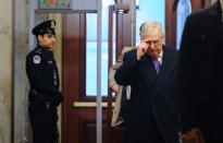 Senate Majority Leader Mitch McConnell (R-KY) arrives at the U.S. Capitol for the Senate impeachment trial of President Donald Trump in Washington