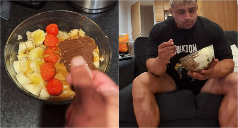 Jack loaded his food with Nutella and peanut butter to reach his calorie goals. (Caters)