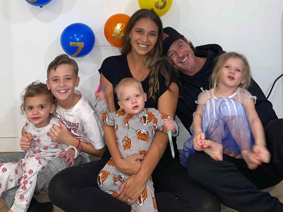 <p>April Love Geary Instagram</p> Robin Thicke and his fiancée April Love Geary with their kids: Julian, Mia, Lola and Luca.