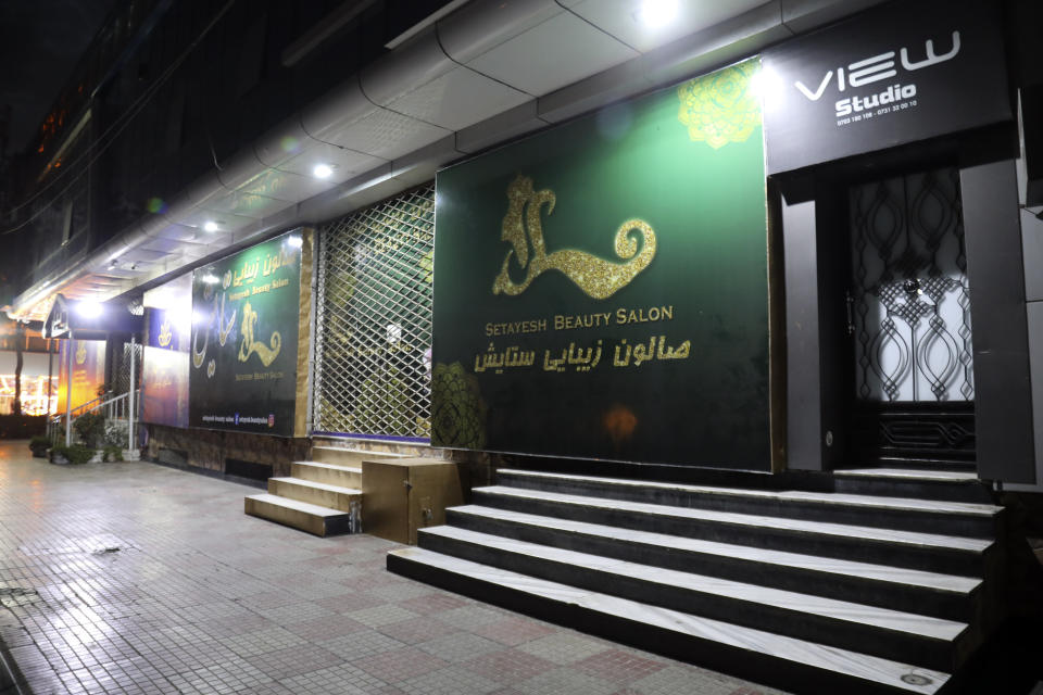 A general view of closed beauty Salons are seen in the city of Kabul, Afghanistan, Tuesday, July 25, 2023. The Taliban announced Tuesday that all beauty salons in Afghanistan must now close as a one-month deadline ended, despite rare public opposition to the edict. (AP Photo/Siddiqullah Khan)