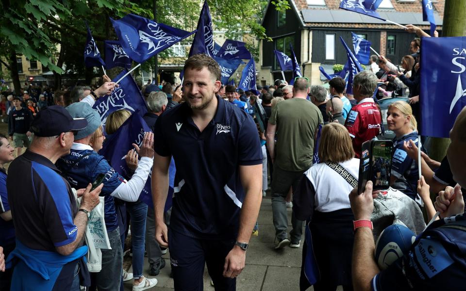 Hill arriving prior to Saturday's match between Bath and Sale Sharks