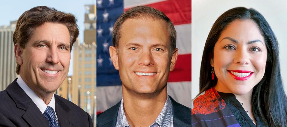 Ward 8 Oklahoma City Council candidates, Mark Stonecipher, Frank Urbanic and Amy Warne, from left.