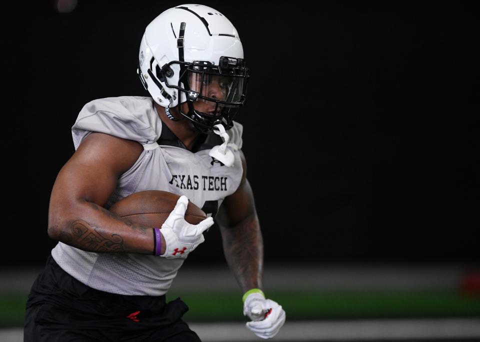 Texas Tech running back Tahj Brooks carried seven times for 71 yards in the Red Raiders' 38-30 loss Saturday to No. 13 Oregon. Brooks is the Red Raiders' second-leading rusher this season behind quarterback Tyler Shough.