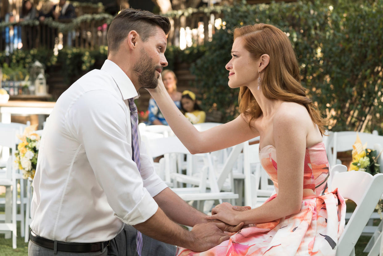 Justin Bruening as Matthew Taylor and Sarah Drew as April Kepner<span class="copyright">Eric McCandless—Disney General Entertainment Content/Getty Images</span>