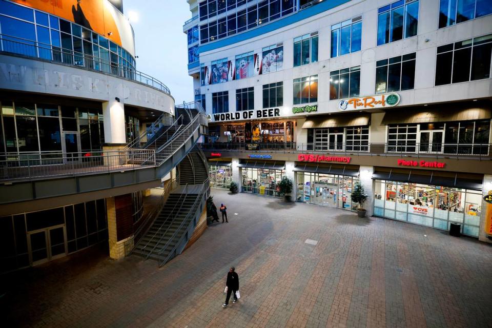 Epicentre, seen here in a March 2022 file photo, saw its popularity dwindle because of rising crime in the area, a shift in nightlife and development growth to South End, and the impact on businesses from COVID