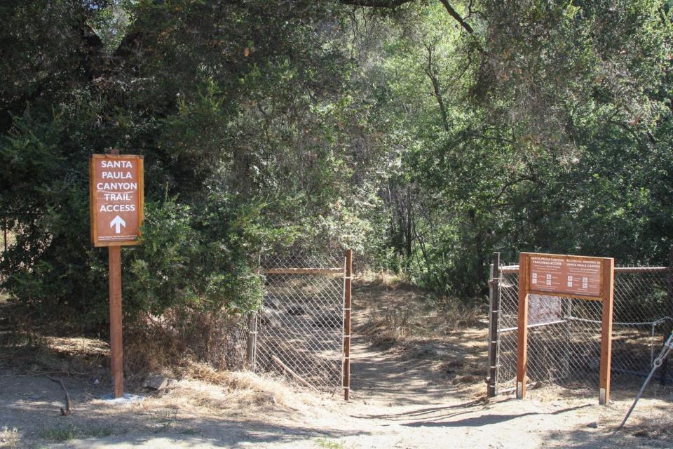 Entrance to a restored access trail to Los Padres National Forest and the Punch Bowl.
