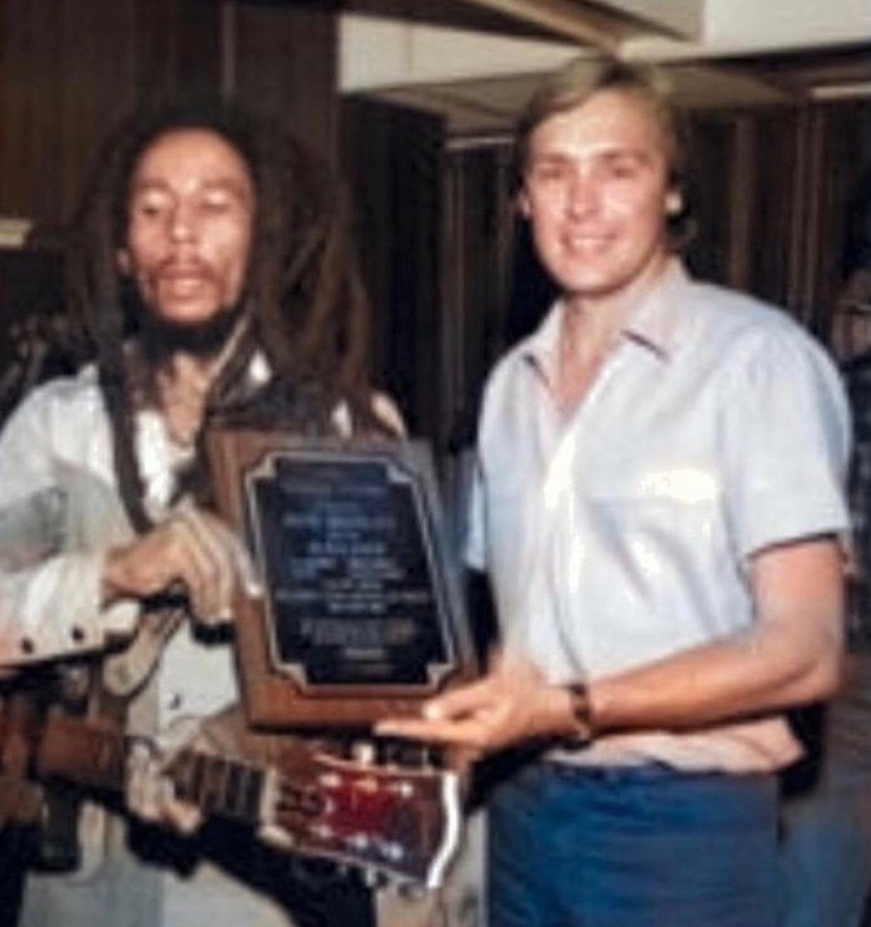Bob Marley backstage with Rich Engler.