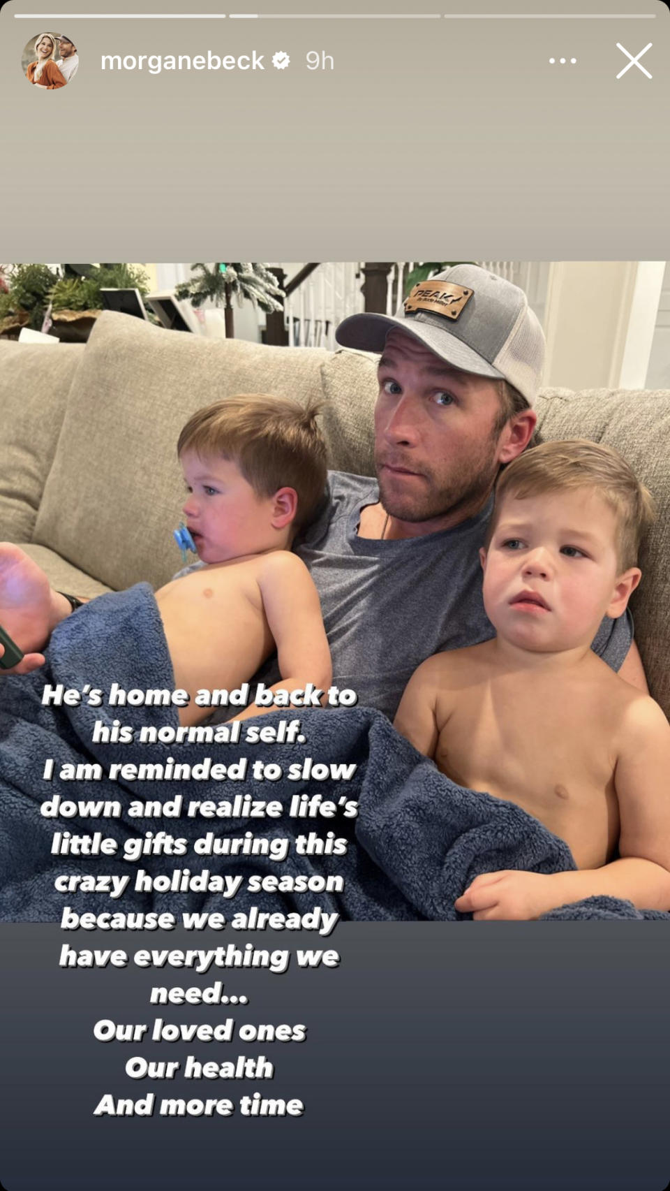 Morgan stated that thankfully her son was home now.  (Instagram story/Morgan Miller)