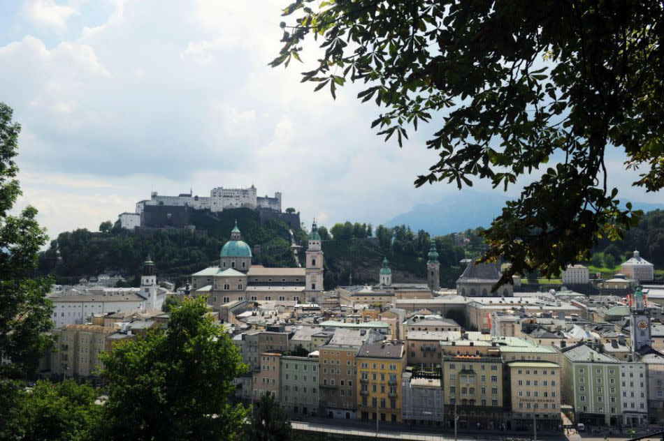 Fortress Hohensalzburg and the old town center.