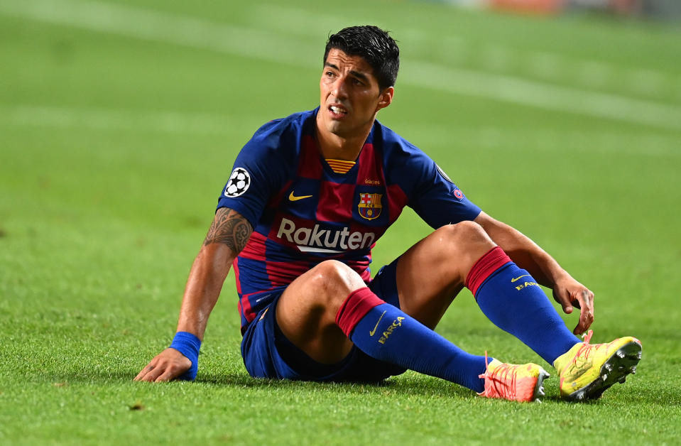 Luis Suárez durante el partido de cuartos de Champions de la pasada temporada en el que el Barcelona cayó 2-8 frente al Bayern. (Foto: Michael Regan / UEFA / Getty Images).